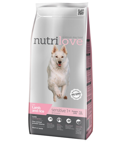 NUTRILOVE Premium Sensitive suņiem, ar jēra gaļu un rīsiem 3 kg