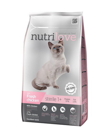 NUTRILOVE Premium kaķiem Sterile ar svaigu vistas gaļu 1,4 kg