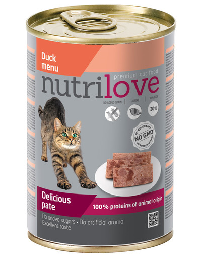 NUTRILOVE Augstākās kvalitātes pastēte ar pīli kaķiem 400g