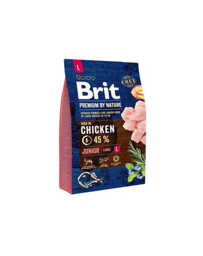 BRIT Premium By Nature Junior Large L 3 kg + 6 x 800 g BRIT mitrā barība ar tītaru un aknām kucēniem.