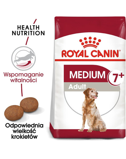 " ROYAL CANIN Medium adult 7+ 20 kg (2 x 10 kg) sausā barība suņiem, vecākiem par 7 gadiem, vidējām šķirnēm "