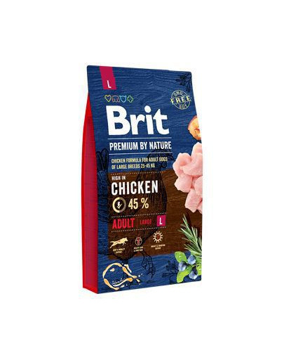 BRIT Premium By Nature 8 kg + 6 x 800 g BRIT mitrā barība pieaugušiem lielo šķirņu suņiem ar vistas gaļu un sirdīm