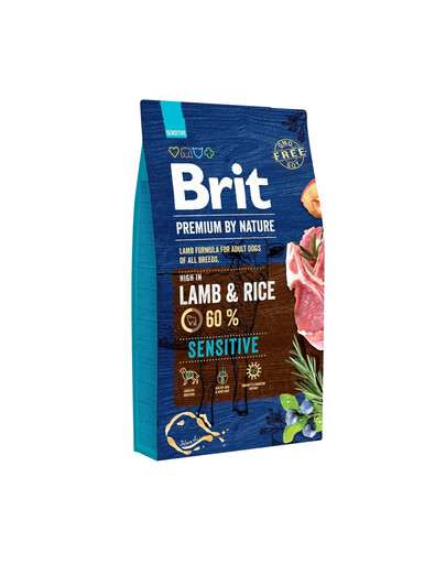 BRIT Premium By Nature Sensitive jēra gaļa 8 kg + 6 x 800 g mitrā barība BRIT Jēra gaļa un griķi