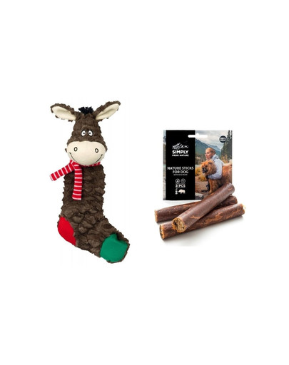 TRIXIE Ziemassvētku rotaļlietu komplekts + dabīgie mežacūkas cigāri sunim 3 gab.