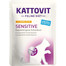KATTOVIT Feline Diet ar vistas un tītara gaļu 85 g, jutīgiem kaķiem ar noteiktām pārtikas alerģijām.