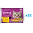 WHISKAS Adult paciņa 52x85 g Mājputnu barība pieaugušiem kaķiem mērcē ar: vistas gaļu, tītara gaļu, tītara gaļu.