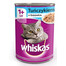 WHISKAS Adult konservu kārba 12x400 g - pilnvērtīga mitrā barība pieaugušiem kaķiem, gabaliņi ar tunci želejā