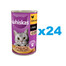 WHISKAS Adult 24x400 g mitrā pilnvērtīga barība pieaugušiem kaķiem ar vistas gaļu mērcē