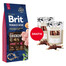 BRIT Premium By Nature Junior Large L Chicken 15 kg + WOOLF Chicken And Rawhide Twister 2 x 100g žāvēta āda, ietīta vistas gaļā GRATIS