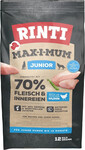 RINTI MAX-I-MUM Junior ar vistas gaļu kucēniem 12 kg, bez graudu.